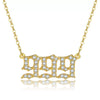 Women's Brass Rhinestone Necklace With Letters Numbers Text Design