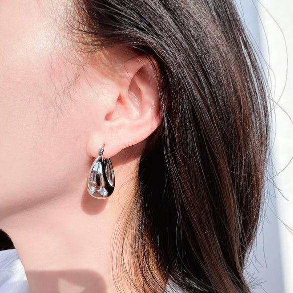 Women's Brass Ushaped Geometric Earrings With Electroplated And Polished Finish
