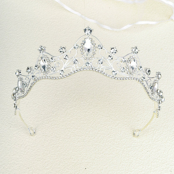 Women's Bridal Crown Headpiece Vintage Baroque Alloy Tiara With Zircon And Rhinestone Details For Wedding Accessories