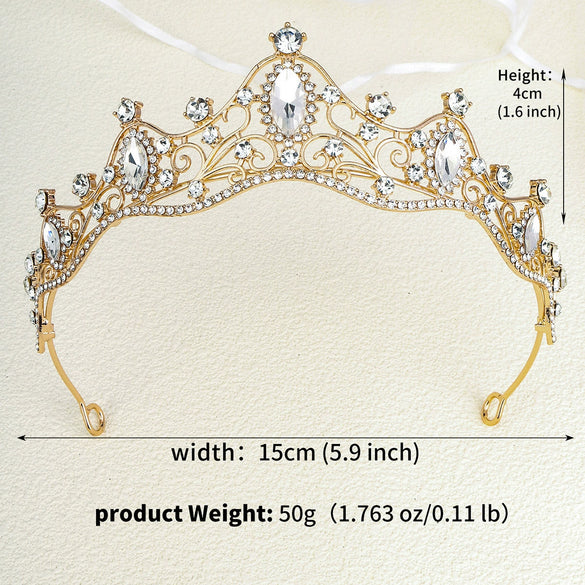 Women's Bridal Crown Headpiece Vintage Baroque Alloy Tiara With Zircon And Rhinestone Details For Wedding Accessories