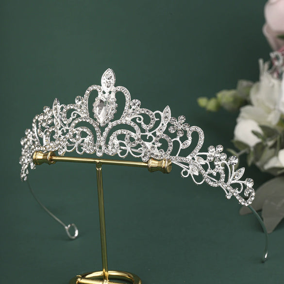 Women's Bridal Crown Headpiece Vintage Baroque Alloy Tiara With Zircon And Rhinestone Details For Wedding Accessories