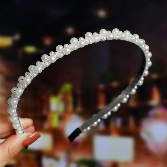 Women's Bridal Pearl Headband With Handknitted Knotted Design And Elegant Bow Crown Detail