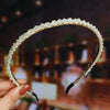 Women's Bridal Pearl Headband With Handknitted Knotted Design And Elegant Bow Crown Detail