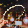 Women's Bridal Pearl Headband With Handknitted Knotted Design And Elegant Bow Crown Detail