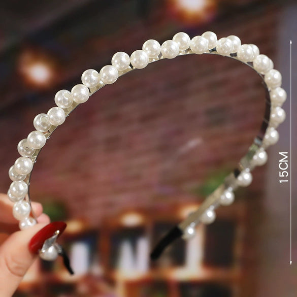 Women's Bridal Pearl Headband With Handknitted Knotted Design And Elegant Bow Crown Detail