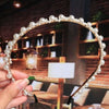 Women's Bridal Pearl Headband With Handknitted Knotted Design And Elegant Bow Crown Detail