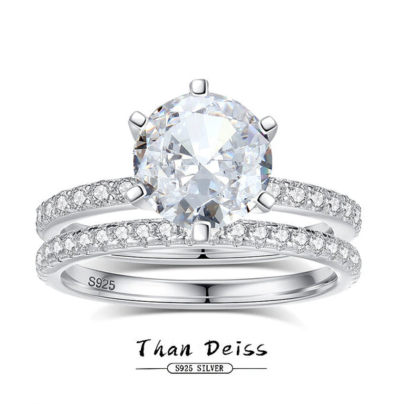 Women's Bridal Ring S925 Silver Geometric High Carbon Diamond Electroplated