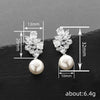 Women's Bridal Wedding Earrings Imitation Pearl Copper Flower Water Drop Geometric Highend Style