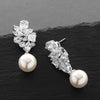 Women's Bridal Wedding Earrings Imitation Pearl Copper Flower Water Drop Geometric Highend Style