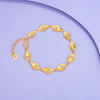 Women's Bridal Wedding Leaf Bracelet With Geometric Alloy Design And Sandy Gold Electroplated Finish