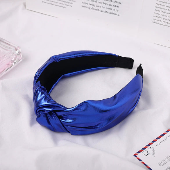Women's Bright Plaid Pu Fabric Knotted Headband Handwoven Hair Accessory For Everyday Styling