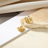 Women's Brushed Stainless Steel Imitation Pearl Earrings With Heart Shape Bow And Leaf Pattern Electroplated