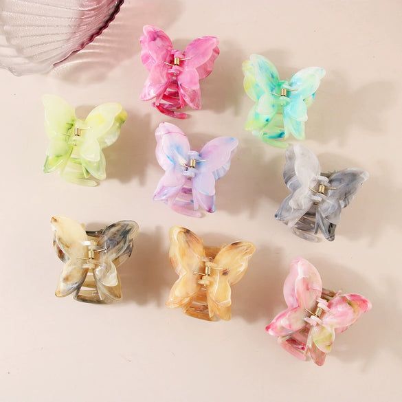 Women's Butterfly Acetic Acid Grab Clip With Baking Paint And Marble Color