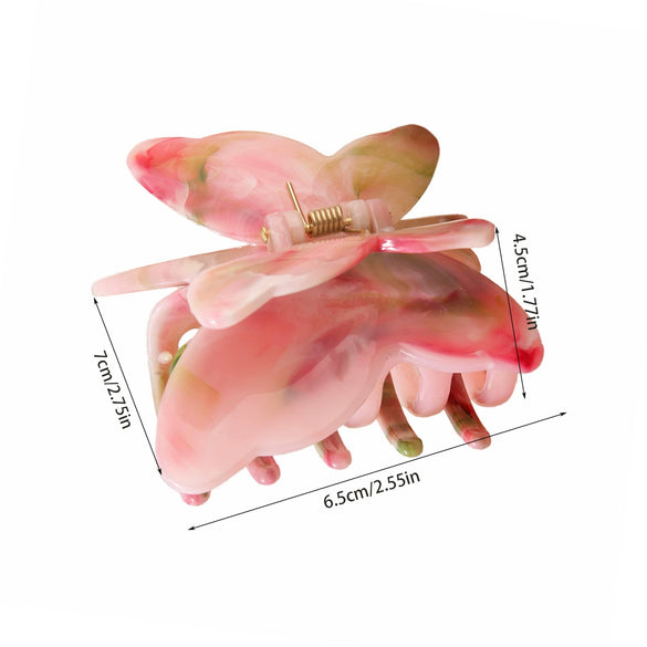 Women's Butterfly Acetic Acid Grab Clip With Baking Paint And Marble Color