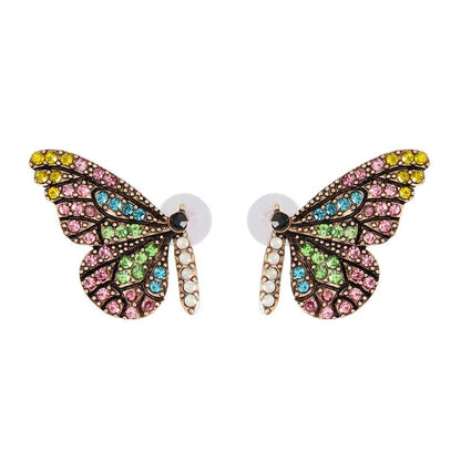 Womens Butterfly Rhinestone Alloy Earrings Nhjj126423