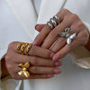 Women's Butterfly Geometric Stainless Steel Ring Electroplated Light Luxury Hand Jewelry