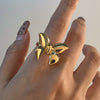 Women's Butterfly Geometric Stainless Steel Ring Electroplated Light Luxury Hand Jewelry