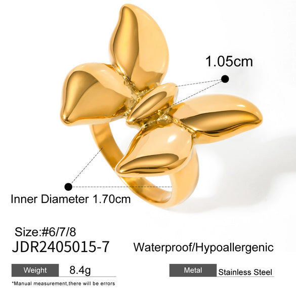 Women's Butterfly Geometric Stainless Steel Ring Electroplated Light Luxury Hand Jewelry
