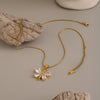 Women's Butterfly Pendant Necklace With Zircon Stainless Steel Chain Pvd Gold Plating And Lobster Clasp