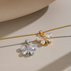 Women's Butterfly Pendant Necklace With Zircon Stainless Steel Chain Pvd Gold Plating And Lobster Clasp