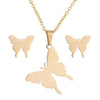 Women's Butterfly Stainless Steel Jewelry Set With Matching Earrings And Necklace Electroplated Accessories Wholesale