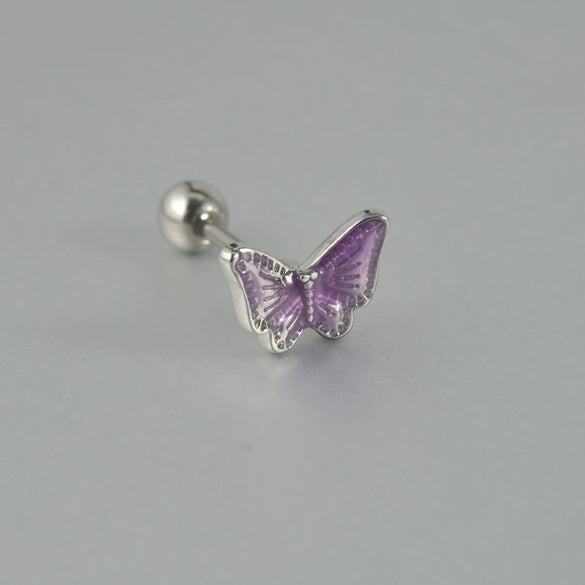 Women's Butterfly Stud Earrings Plastic Resin Dripping Oil Animal Style