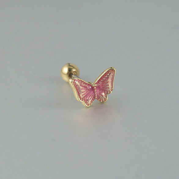 Women's Butterfly Stud Earrings Plastic Resin Dripping Oil Animal Style