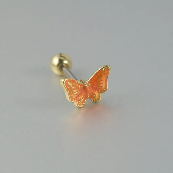 Women's Butterfly Stud Earrings Plastic Resin Dripping Oil Animal Style