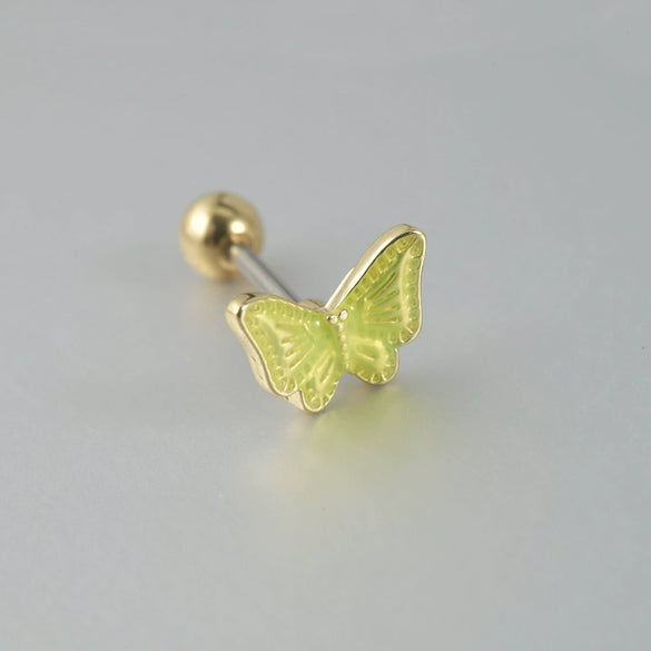 Women's Butterfly Stud Earrings Plastic Resin Dripping Oil Animal Style