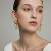 Women's C Shaped Geometric Stainless Steel Rhinestone Chain Earrings With 18K Gold Vacuum Plating Simple Light Luxury Style