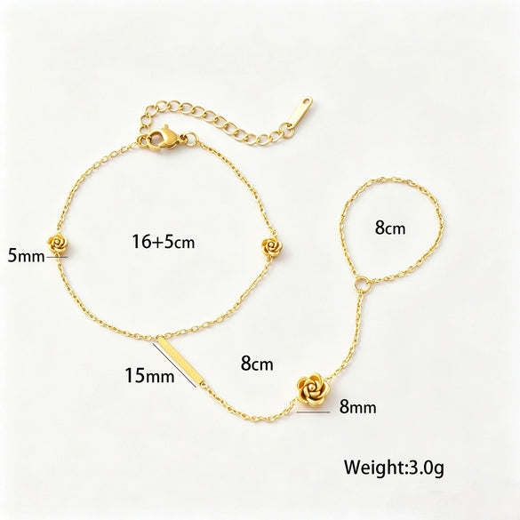 Women's Camellia Flower Necklace In Gold Plated Titanium Steel With O Chain Non Fading Floral Pendant Jewelry
