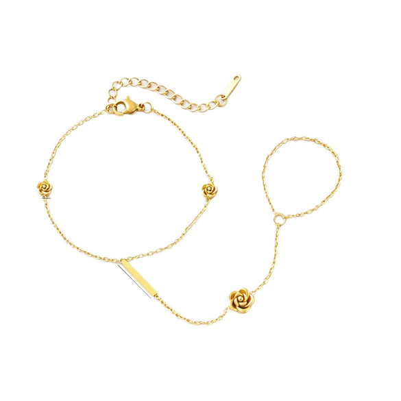 Women's Camellia Flower Necklace In Gold Plated Titanium Steel With O Chain Non Fading Floral Pendant Jewelry