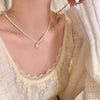Women's Camellia Imitation Pearl Alloy Clavicle Chain Necklace With Electroplating