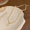 Women's Camellia Imitation Pearl Alloy Clavicle Chain Necklace With Electroplating