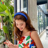 Women's Candy Color Plaid Twist Padded Headband Handwoven Cloth Fashion Hair Accessory