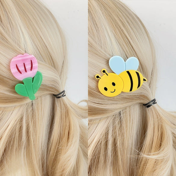 Women's Cartoon Animal Handmade Duckbill Hair Clip With Cactus Turtle Bee Design