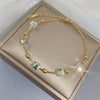 Women's Cartoon Geometric Gold Inlaid Titanium Steel Light Luxury Colorchanging Crystal Bracelet