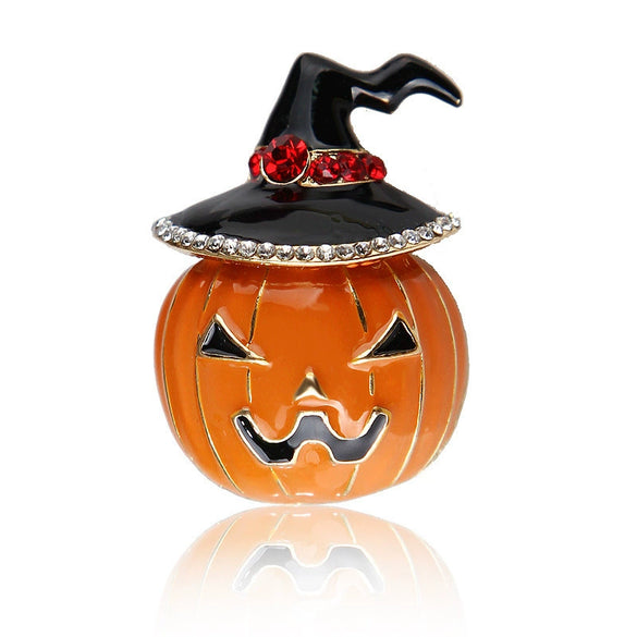 Women's Cartoon Pumpkin Rhinestone Brooch Electroplated Alloy Clothing Pin Dripping Oil Design Christmas Style Decorative Jewelry
