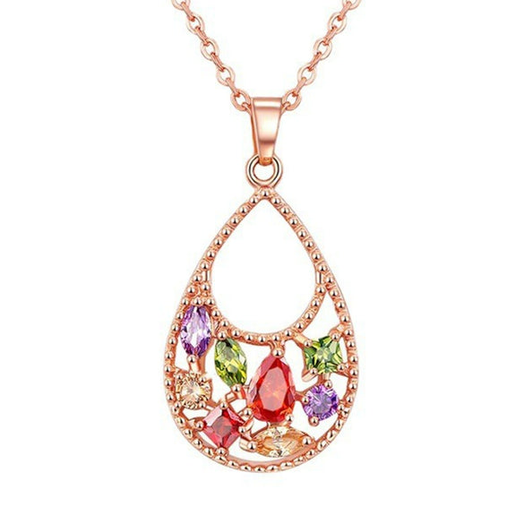 Women's Cartoon Style Flower Pattern Zircon Pendant Necklace Made Of Environmental Protection Copper With Snake Bone Chain