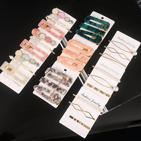 Women's Carved Acetate Hair Clip Geometric Side Barrette Sweet Cool Hair Accessory