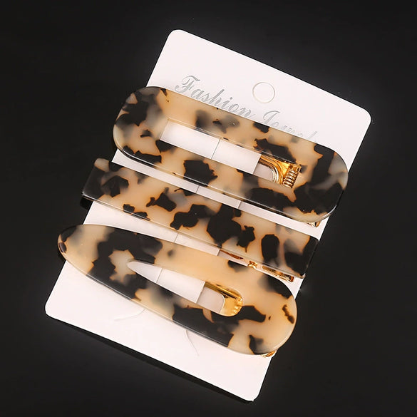 Women's Carved Acetate Hair Clip Geometric Side Barrette Sweet Cool Hair Accessory