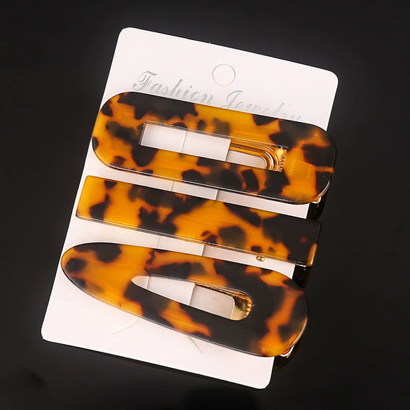 Women's Carved Acetate Hair Clip Geometric Side Barrette Sweet Cool Hair Accessory
