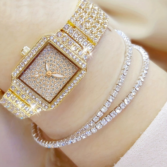 Women's Casual Alloy And Canvas Square Head Quartz Watch Set
