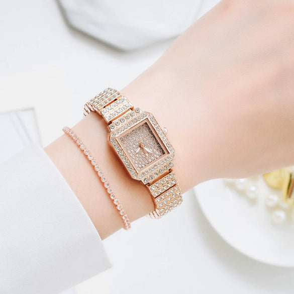 Women's Casual Alloy And Canvas Square Head Quartz Watch Set