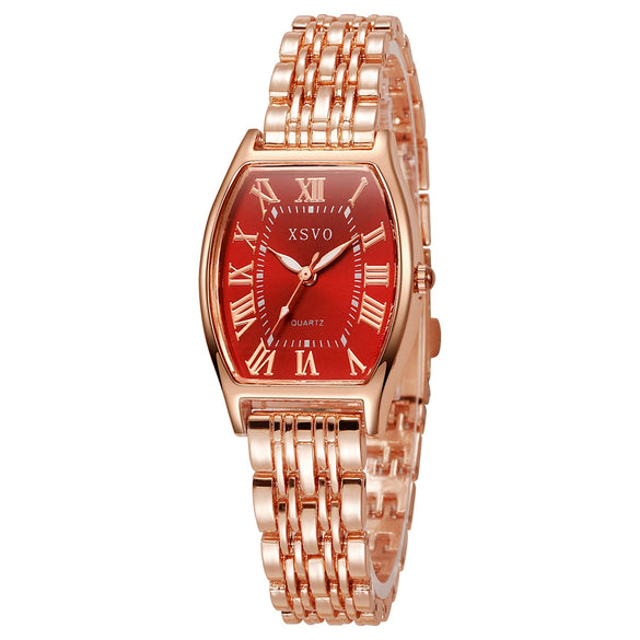 Women's Casual Alloy And Stainless Steel Band Quartz Watch With Bucket And Rectangular Shape