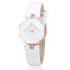 Women's Casual Alloy Case Imitation Leather Strap Round Dial Quartz Watch With Transparent Bottom