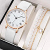 Women's Casual Alloy Case Imitation Leather Strap Stainless Steel Buckle Round Dial Quartz Watch
