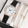 Women's Casual Alloy Case Imitation Leather Strap Stainless Steel Buckle Round Dial Quartz Watch
