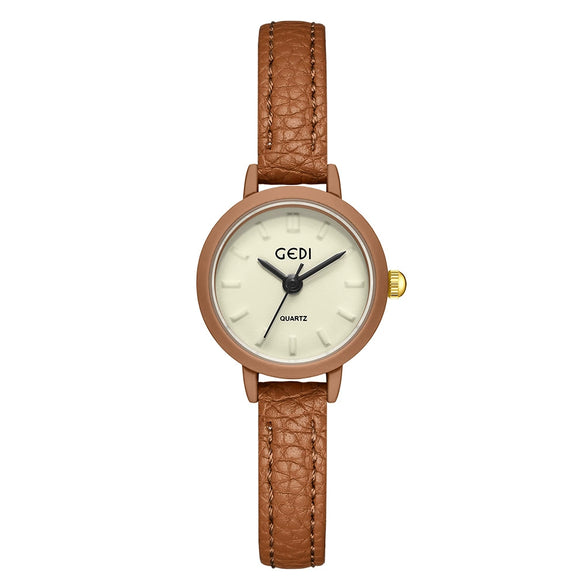 Women's Casual Alloy Case Mineral Reinforced Glass Mirror Stainless Steel Buckle Round Dial Waterproof Quartz Watch