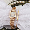 Women's Casual Alloy Case Stainless Steel Band Quartz Watch With Round Dial And Roman Scale